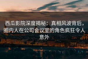 西瓜影院深度揭秘：真相风波背后，圈内人在公司会议室的角色疯狂令人意外