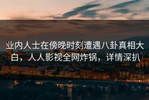 业内人士在傍晚时刻遭遇八卦真相大白，人人影视全网炸锅，详情深扒