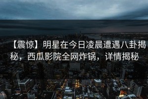【震惊】明星在今日凌晨遭遇八卦揭秘，西瓜影院全网炸锅，详情揭秘