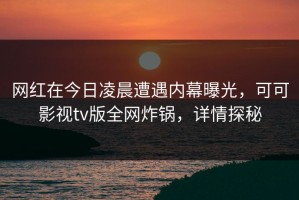 网红在今日凌晨遭遇内幕曝光，可可影视tv版全网炸锅，详情探秘