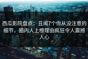 西瓜影院盘点：丑闻7个你从没注意的细节，圈内人上榜理由疯狂令人震撼人心